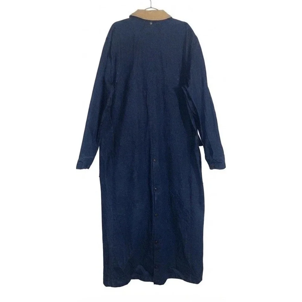 VTG Pro Only By Tex Tan Duster Coat Men L Blue Denim Detachable Cape Snap Cowboy